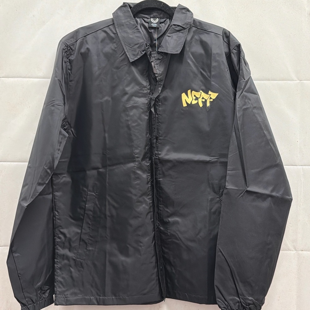 Neff Black Coach Jacket M Duck Flame Graphic Streetwear Skate NWT